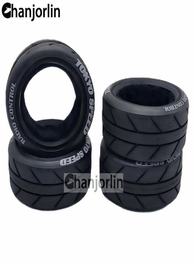 Chanjorlin 1/10 RC On Road Tires OD 2.56" Soft Rubber Rally Racing Tyres for 1:10 Street Touring Drift Car Tamiya TT01 TT02 XV01 TA06 A959 PTG2 HPI KYOSHO HSP PTG2 Traxxas RC On-Road Wheels 4PCS - Image 3